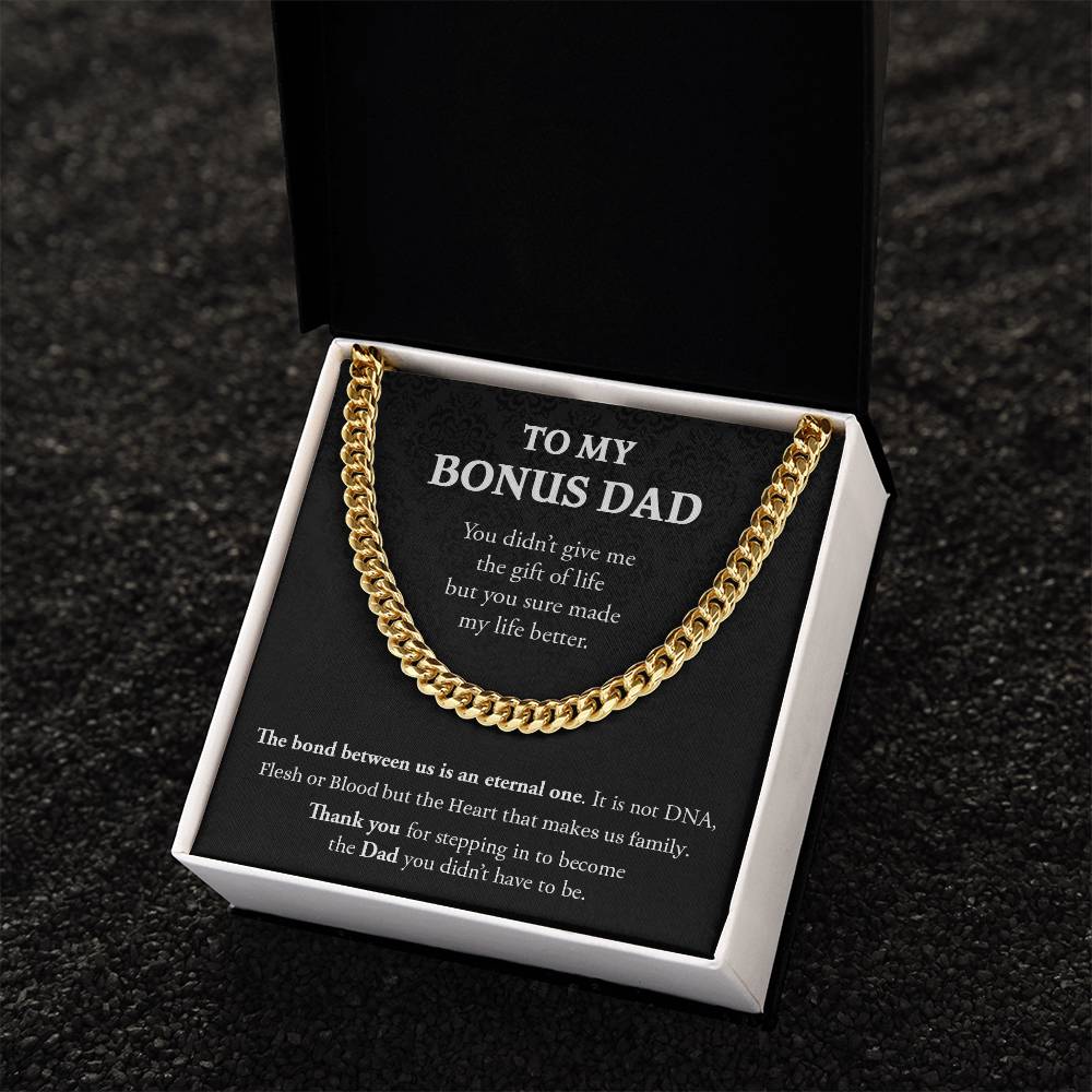 To My Bonus Dad | Thank You - Cuban Link Chain