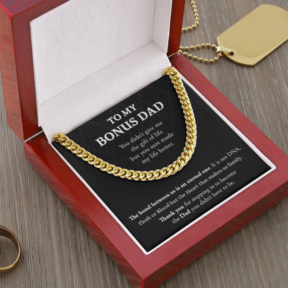 To My Bonus Dad | Thank You - Cuban Link Chain