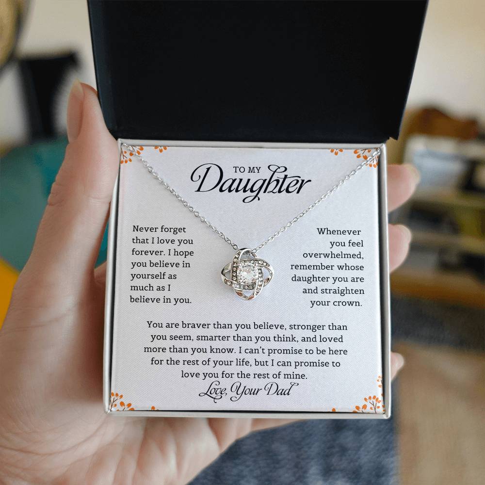 To My Daughter | Never Forget That I Love You - Love Knot Necklace