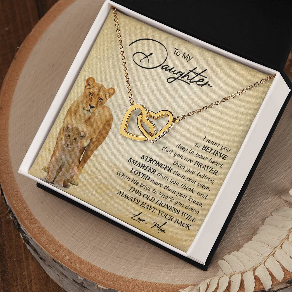 To My Daughter | You Are Braver Than You Believe - Interlocking Hearts necklace