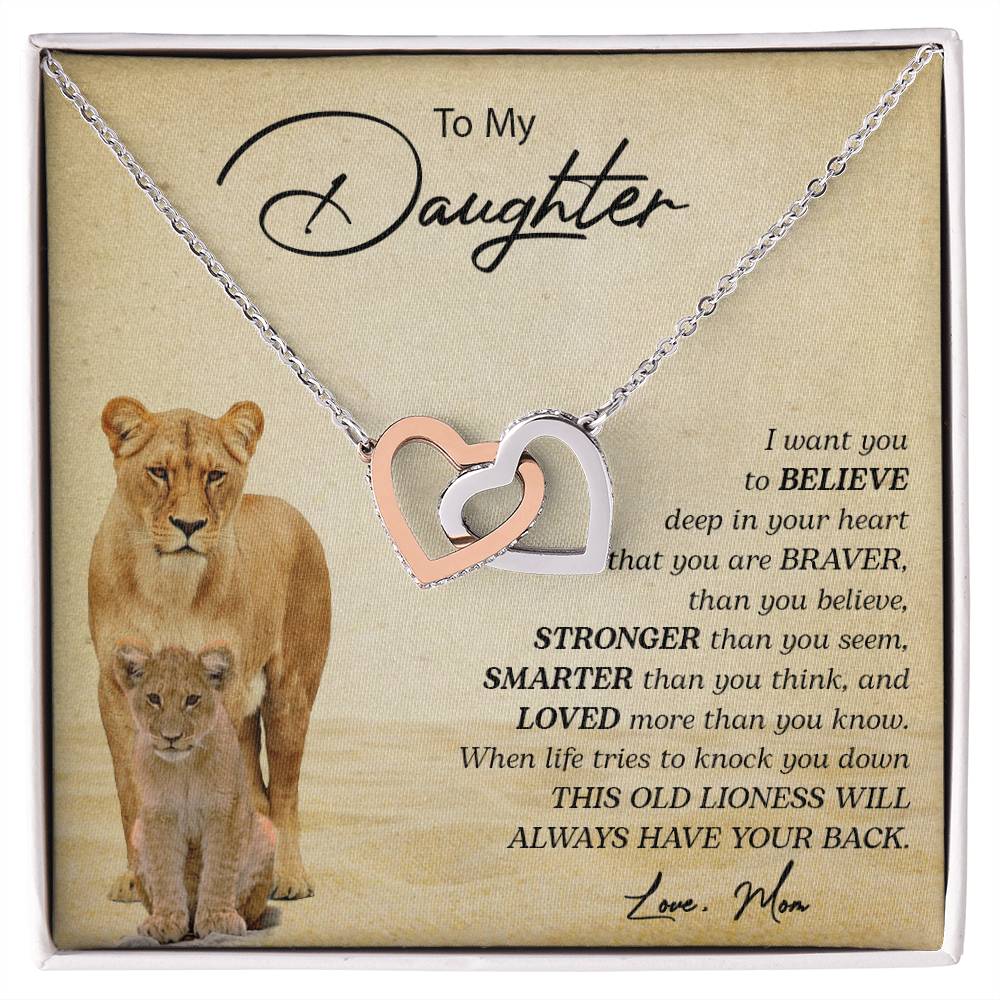 To My Daughter | You Are Braver Than You Believe - Interlocking Hearts necklace