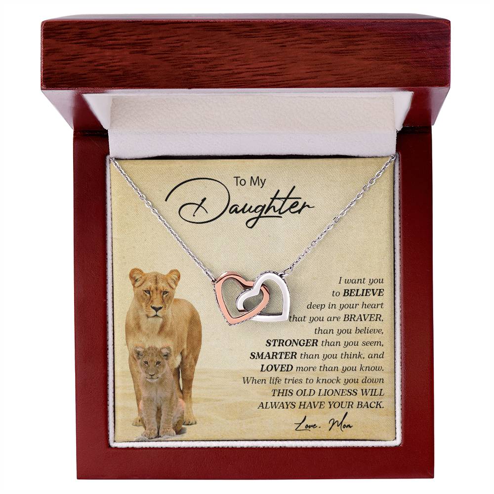 To My Daughter | You Are Braver Than You Believe - Interlocking Hearts necklace